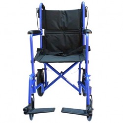 Silla de traslado de aluminio con asiento de 19" color azul - Envío Gratuito