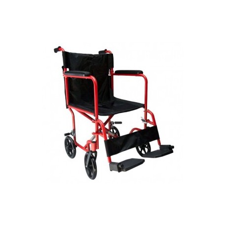 Silla de ruedas de traslado de aluminio con asiento de 17" color rojo - Envío Gratuito