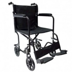 Silla de ruedas de traslado de aluminio con asiento de 17" color negro - Envío Gratuito
